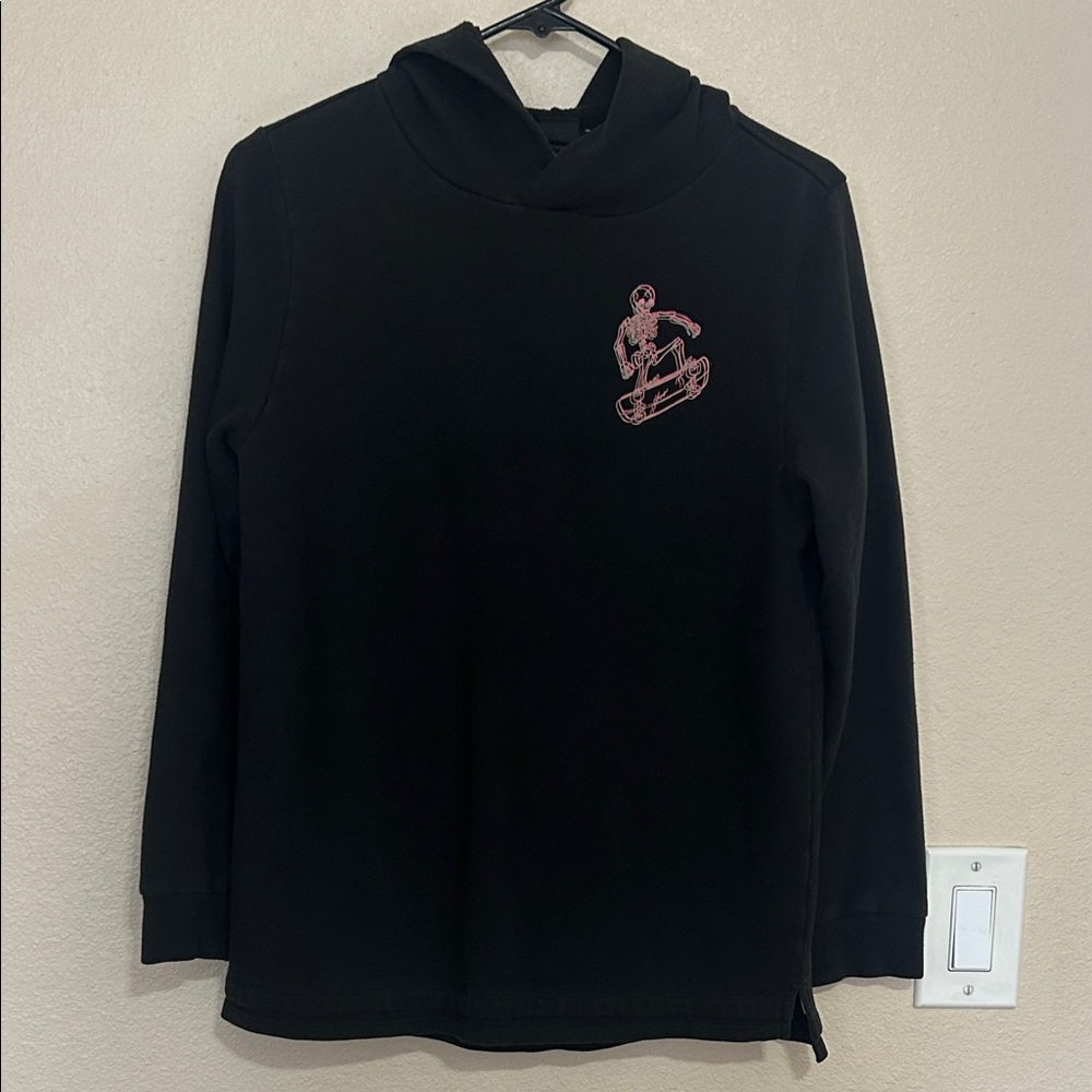 Art Class Black Hoodie with Pink Skateboarder Design